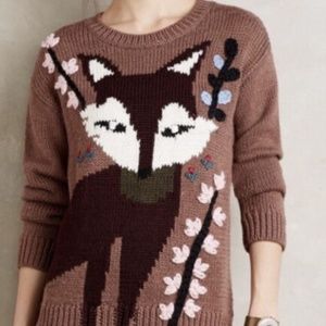 Anthropologie Paul & Joe Sister Intarsia Fox Sweater Size M